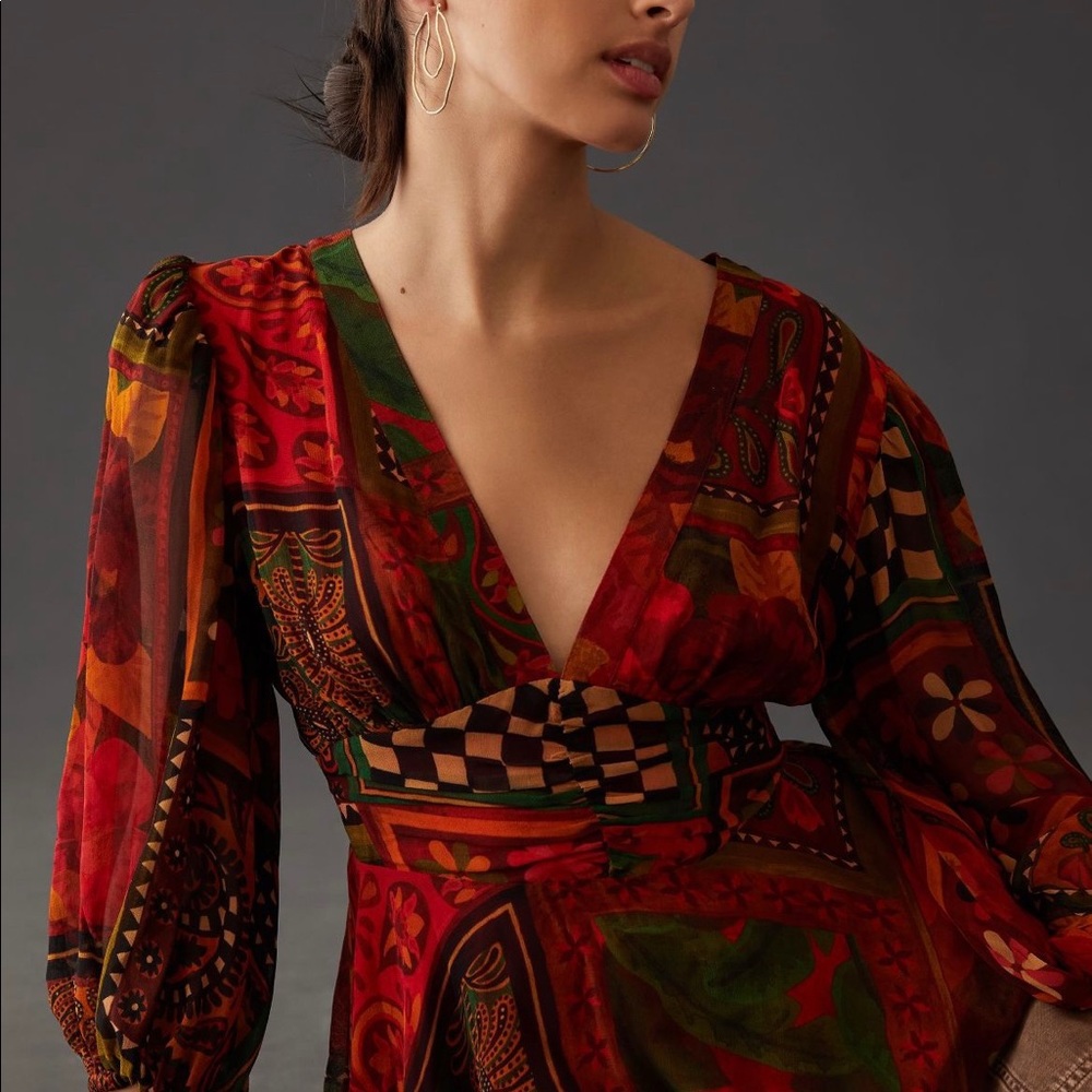 NWT Farm Rio for Anthropologie Blouse SZ XL *Sold Out*